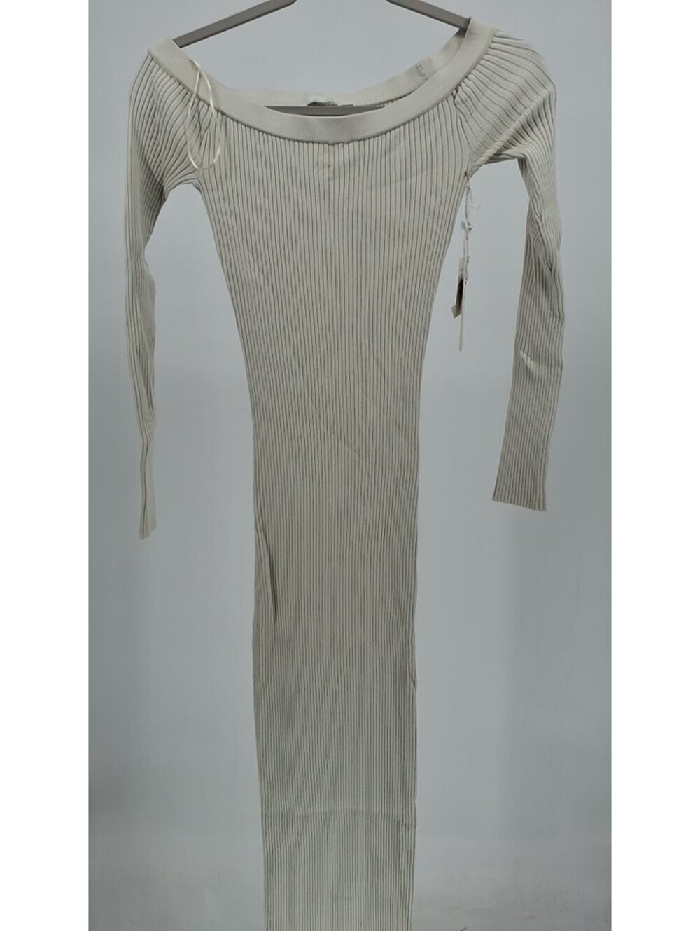 Good American Ribbed Off-The-Shoulder Maxi Dress - Cloud White